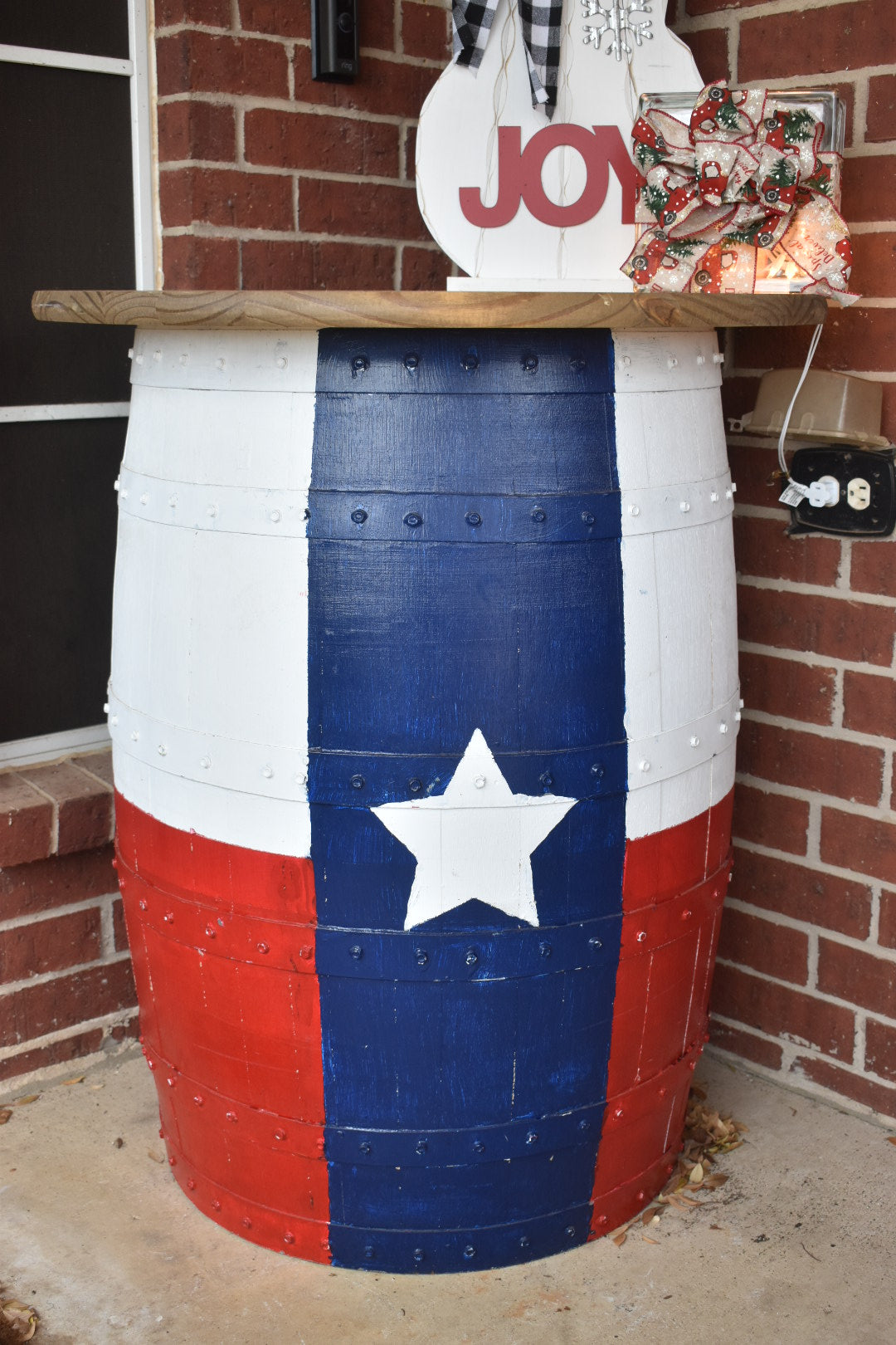 Texas Flag Whiskey Barrel