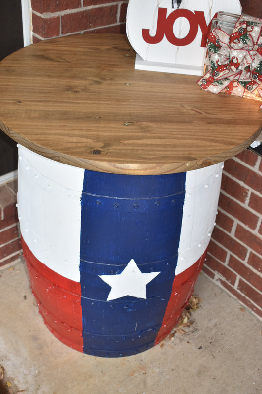 Texas Flag Whiskey Barrel